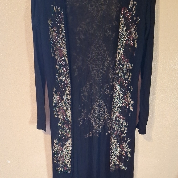 Vocal Black Long Sleeve Dress with Floral Accents - Picture 3 of 6